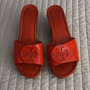 Tory Burch Vibrant Orange Slide Wedge